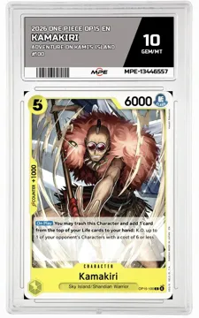 2026 ONE PIECE OP15 EN Adventure on Kami's Island #100 KAMAKIRI MPE 10 GEM/MT — graded card up for auction