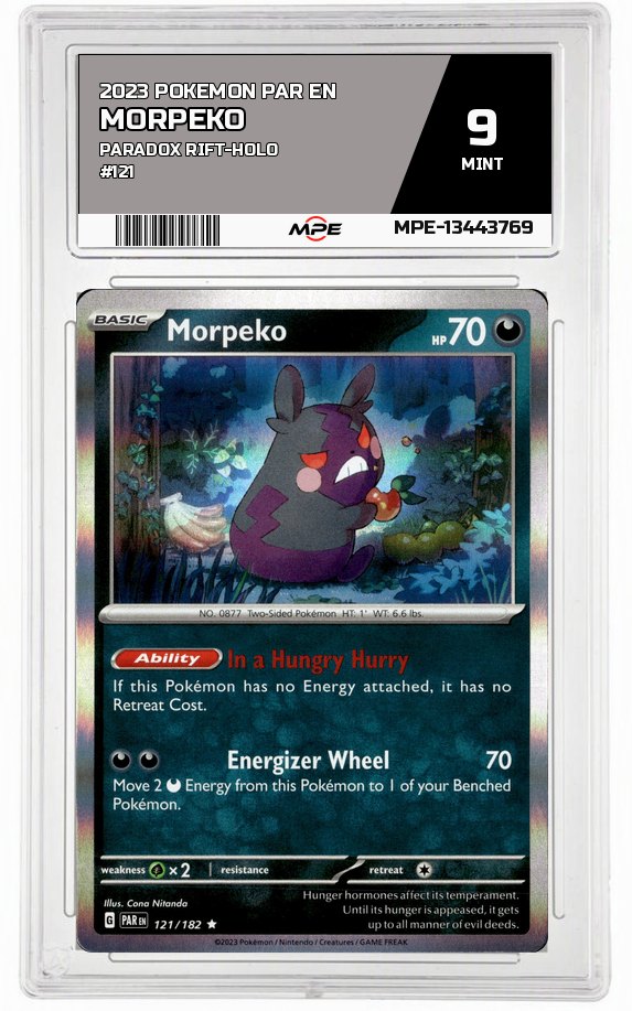 2023 POKEMON PAR EN Paradox Rift-HOLO #121 MORPEKO MPE 9 MINT — graded card auctioned from the MPE vault