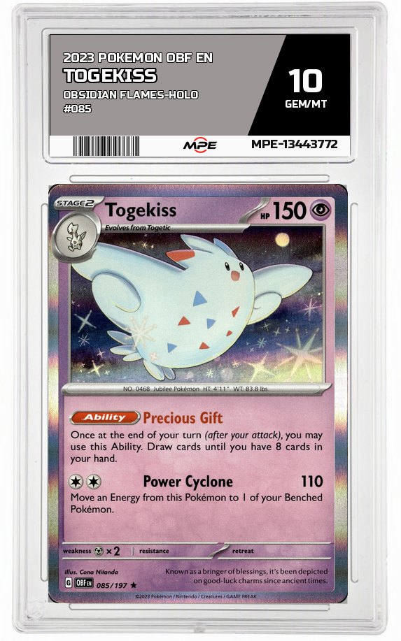2023 POKEMON OBF EN Obsidian Flames-HOLO #085 TOGEKISS MPE 10 GEM/MT — graded card auctioned from the MPE vault