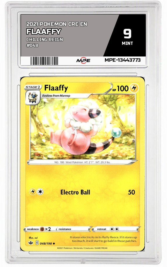 2021 POKEMON CRE EN Chilling Reign #048 FLAAFFY MPE 9 MINT — graded card auctioned from the MPE vault