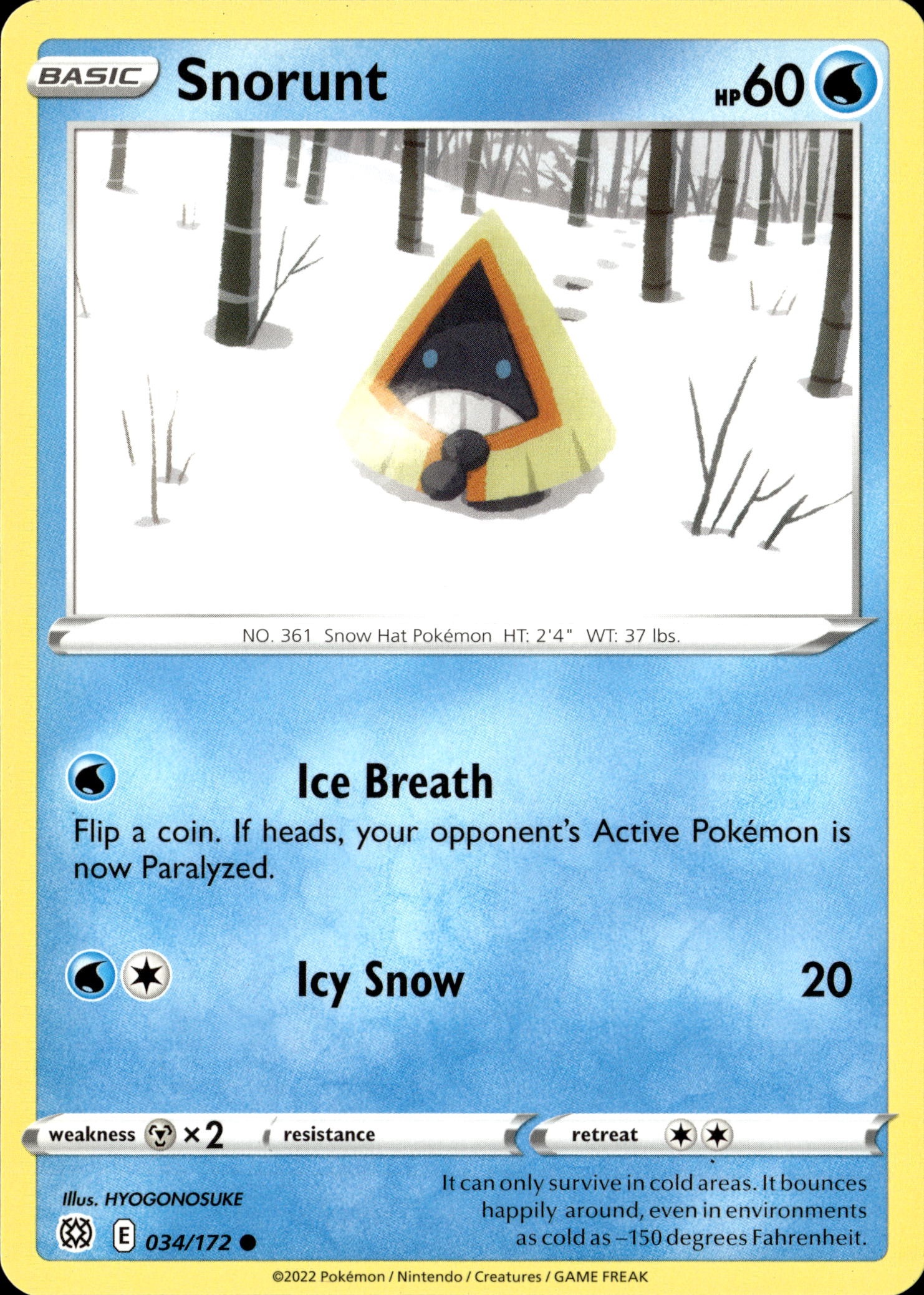 2022 Pokemon Brs En Snorunt graded slab