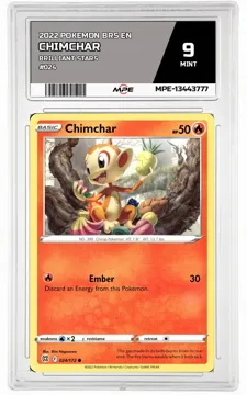 2022 POKEMON BRS EN Brilliant Stars #024 CHIMCHAR MPE 9 MINT — graded card up for auction