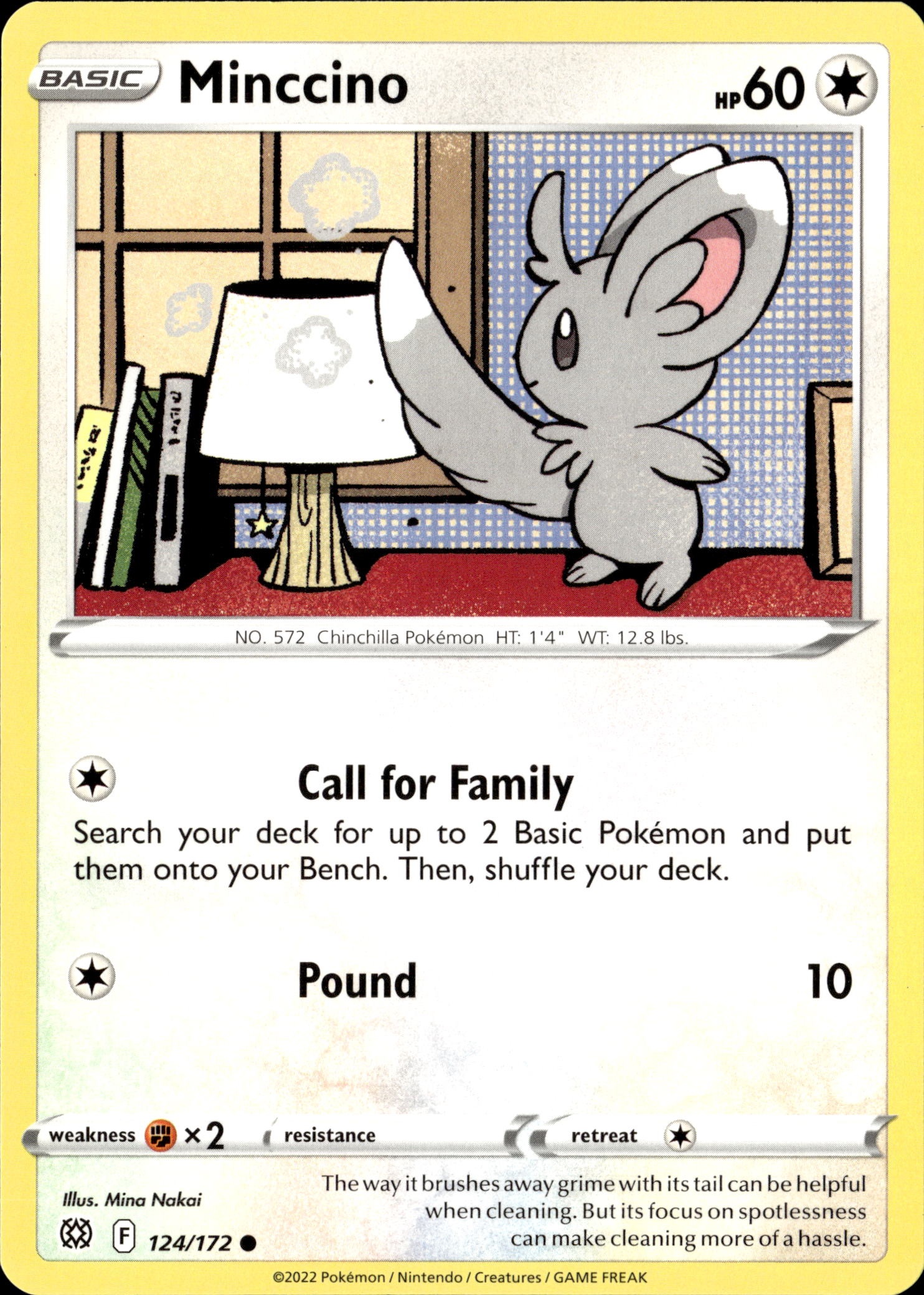 2022 Pokemon Brs En Minccino graded slab