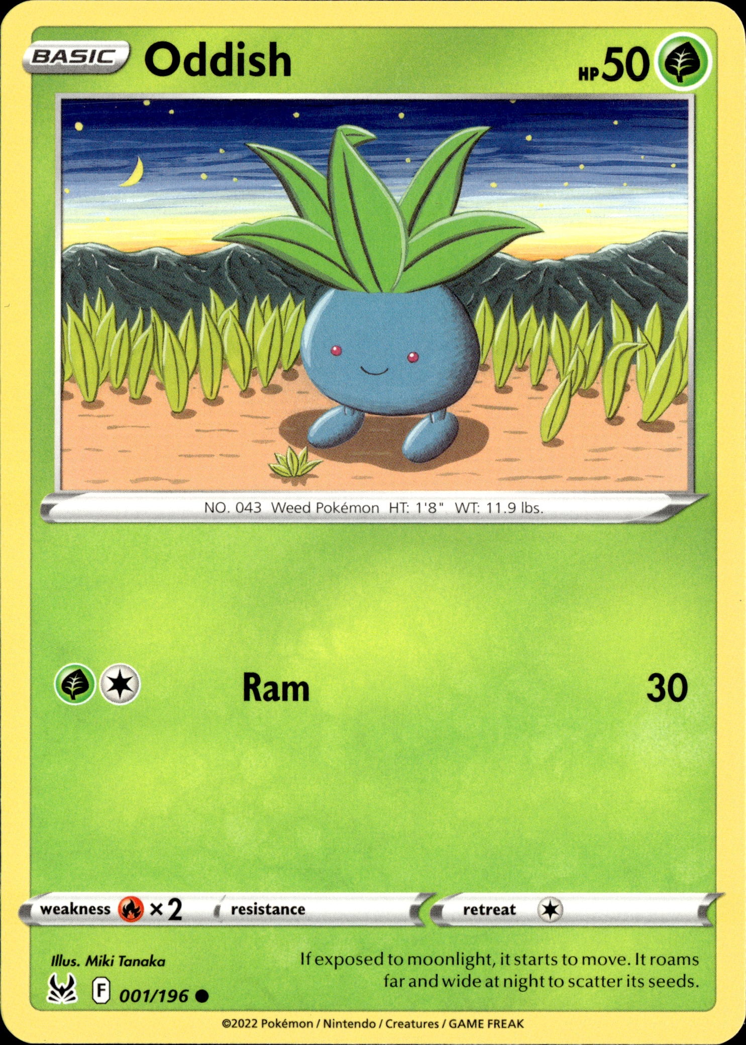 2022 Pokemon Lor En Oddish graded slab