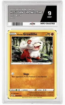 2022 POKEMON LOR EN Lost Origin #083 HISUIAN GROWLITHE MPE 9 MINT — graded card up for auction