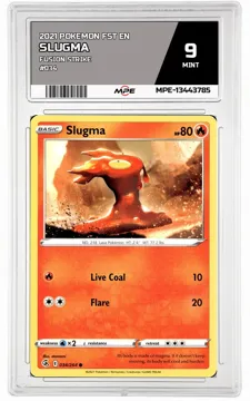 2021 POKEMON FST EN Fusion Strike #034 SLUGMA MPE 9 MINT — graded card up for auction