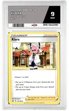 2021 POKEMON CRE EN Chilling Reign #145 KLARA MPE 9 MINT — graded card up for auction