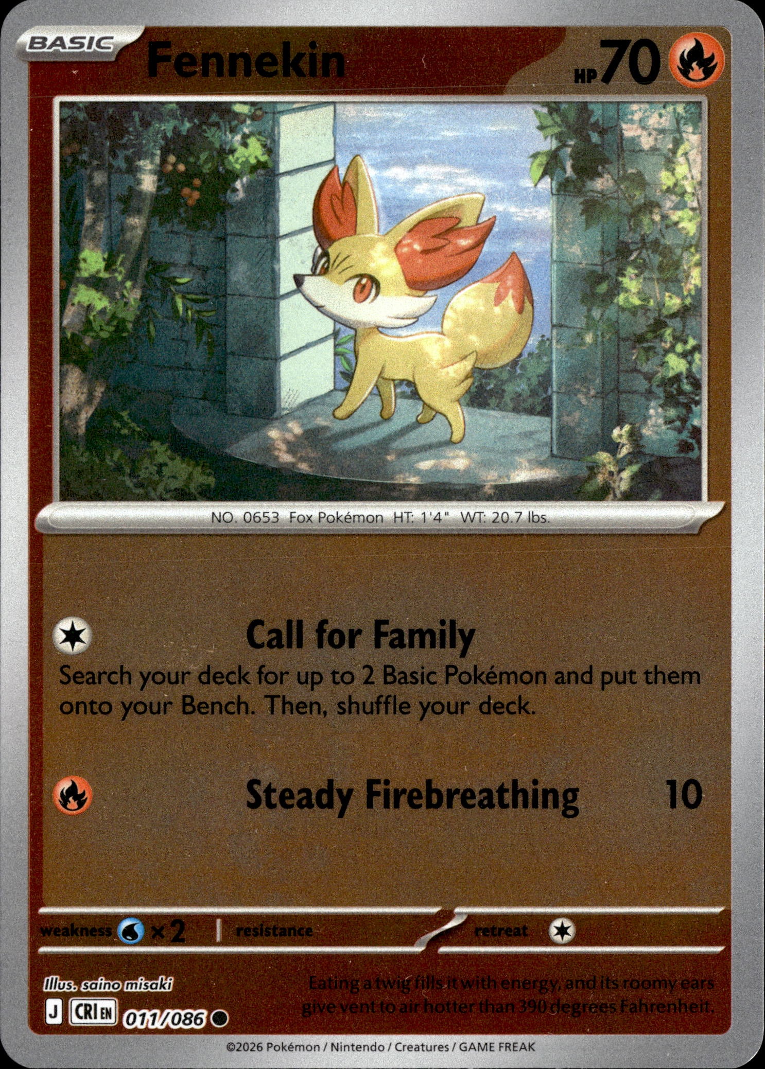 2026 Pokemon Cri En Fennekin graded slab