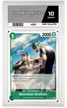 2026 ONE PIECE OP15 EN Adventure on Kami's Island #028 MEOWBAN BROTHERS MPE 10 GEM/MT — graded card up for auction