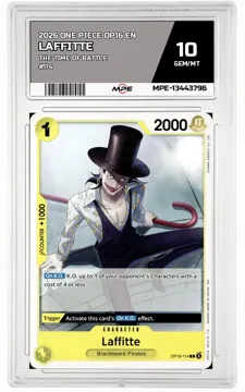 2026 ONE PIECE OP16 EN The Time of Battle #114 LAFFITTE MPE 10 GEM/MT — graded card up for auction