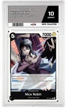 2026 ONE PIECE OP15 EN Adventure on Kami's Island #087 NICO ROBIN MPE 10 GEM/MT — graded card up for auction