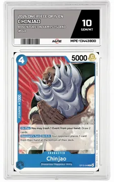 2026 ONE PIECE OP15 EN Adventure on Kami's Island #048 CHINJAO MPE 10 GEM/MT — graded card up for auction