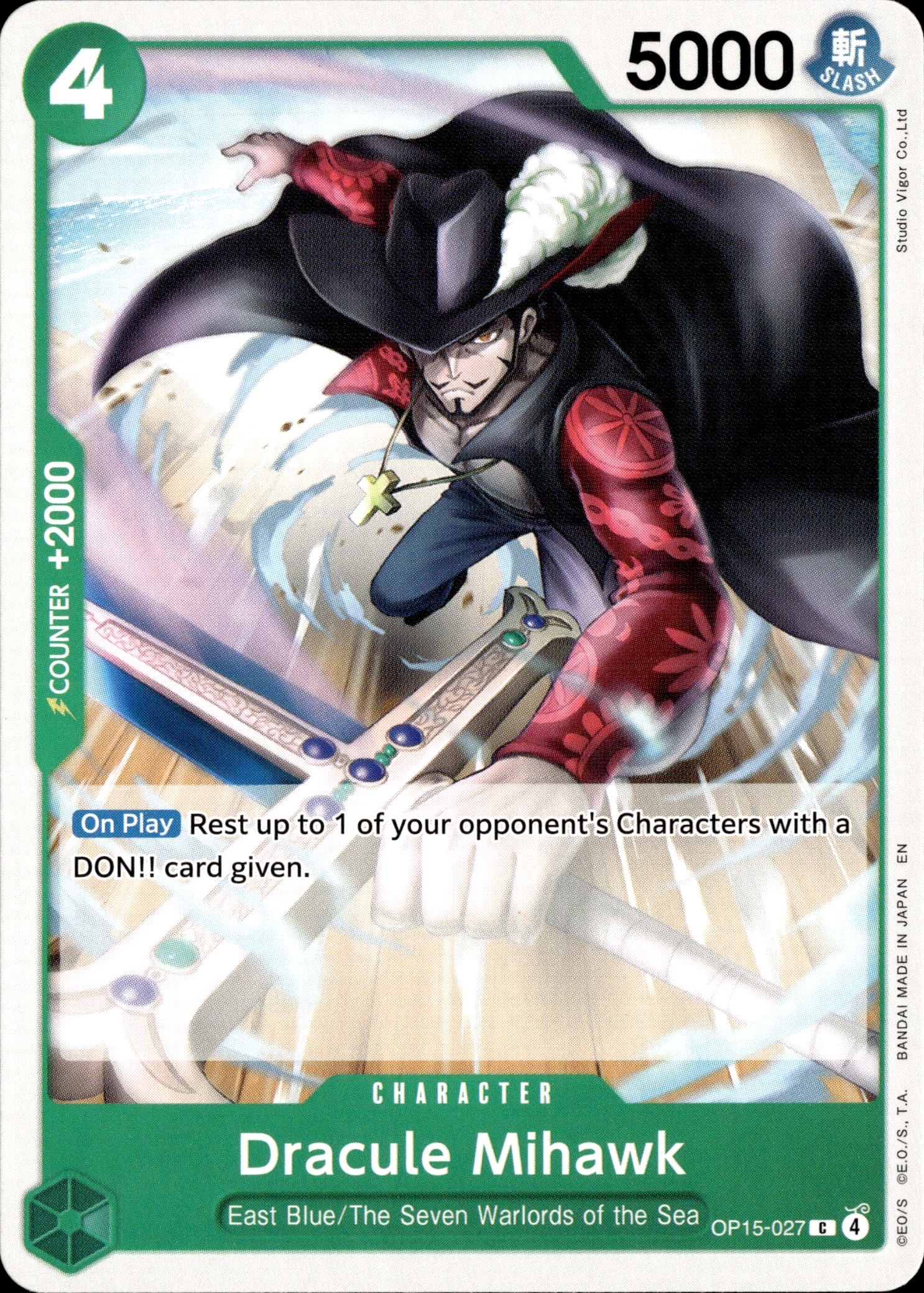 2026 One Piece Op15 En Dracule Mihawk graded slab