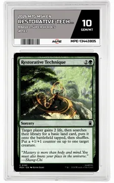 2026 MTG MSH EN Marvel Super Heroes #0183 RESTORATIVE TECHNIQUE MPE 10 GEM/MT — graded card up for auction
