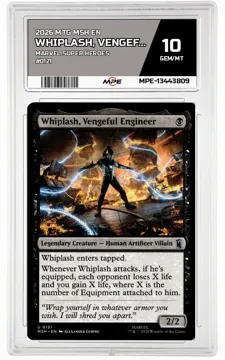 2026 MTG MSH EN Marvel Super Heroes #0121 WHIPLASH, VENGEFUL ENGINEER MPE 10 GEM/MT — graded card up for auction