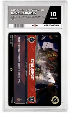 2025 DISNEY LORCANA EN Q2 Palace Heist – Illumineer's Quest #30 ROYAL ARMORY MPE 10 GEM/MT — graded card up for auction