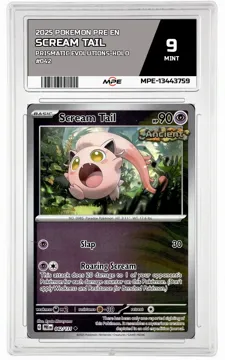 2025 POKEMON PRE EN Prismatic Evolutions-HOLO #042 SCREAM TAIL MPE 9 MINT — graded card up for auction