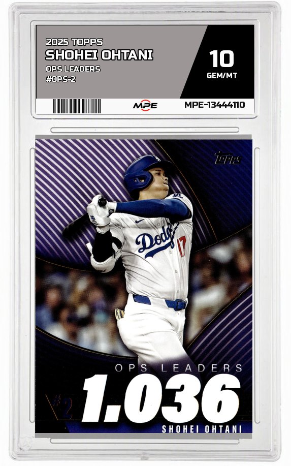 2025 TOPPS OPS LEADERS #OPS-2 SHOHEI OHTANI MPE 10 GEM/MT — graded card auctioned from the MPE vault