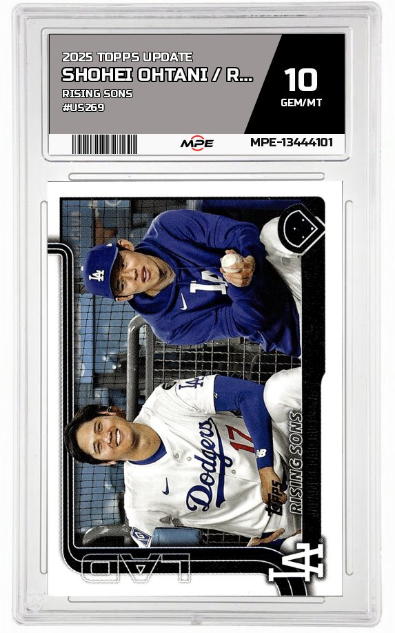 2025 TOPPS UPDATE RISING SONS #US269 SHOHEI OHTANI / ROKI SASAKI MPE 10 GEM/MT — graded card auctioned from the MPE vault