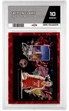 2025 CAITLIN CLARK CHRON STATE OF THE ART-RED CRACKED ICE #85 CAITLIN CLARK MPE 10 GEM/MT — graded card up for auction
