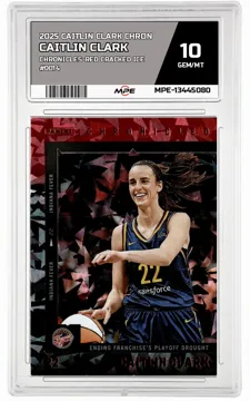 2025 CAITLIN CLARK CHRON Chronicles-RED CRACKED ICE #0014 CAITLIN CLARK MPE 10 GEM/MT — graded card up for auction