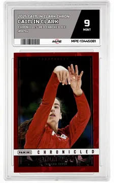 2025 CAITLIN CLARK CHRON Chronicles-RED CRACKED ICE #0094 CAITLIN CLARK MPE 9 MINT — graded card up for auction