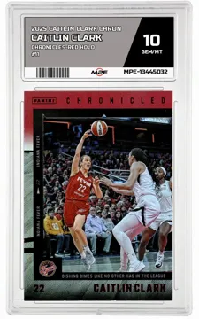 2025 CAITLIN CLARK CHRON CHRONICLES-RED HOLO #11 CAITLIN CLARK MPE 10 GEM/MT — graded card up for auction
