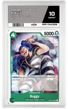 2026 ONE PIECE OP16 EN The Time of Battle #031 BUGGY MPE 10 GEM/MT — graded card up for auction