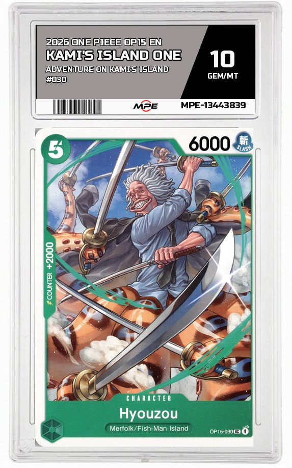 2026 ONE PIECE OP15 EN Adventure on Kami's Island #030 KAMI'S ISLAND ONE MPE 10 GEM/MT — graded card auctioned from the MPE vault