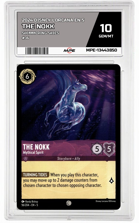 2024 DISNEY LORCANA EN 5 Shimmering Skies #36 THE NOKK MPE 10 GEM/MT — graded card auctioned from the MPE vault