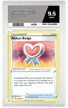 2021 POKEMON EVS EN Evolving Skies #155 RIBBON BADGE MPE 9.5 MINT+ — graded card up for auction