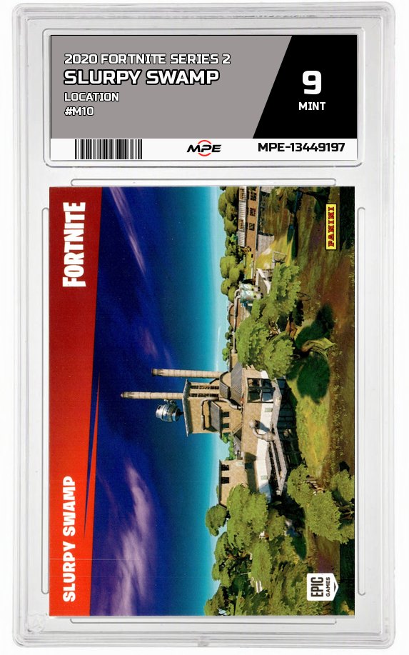 2020 FORTNITE SERIES 2 LOCATION #M10 SLURPY SWAMP MPE 9 MINT — graded card auctioned from the MPE vault
