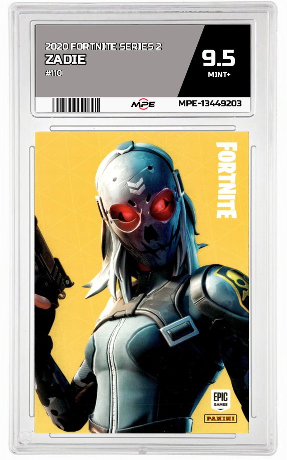 2020 FORTNITE SERIES 2 #110 ZADIE MPE 9.5 MINT+ — graded card auctioned from the MPE vault
