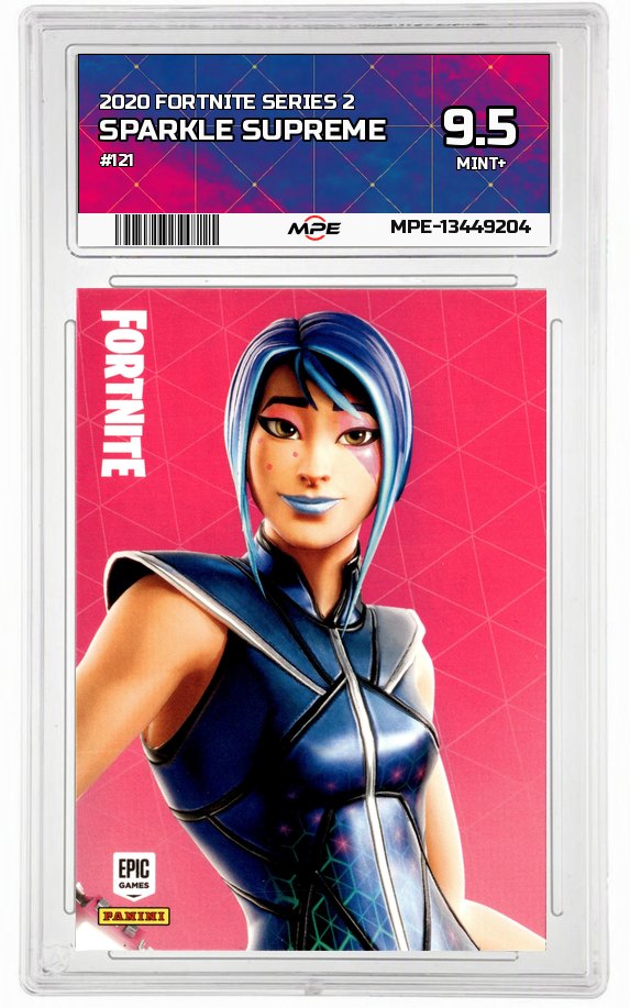 2020 FORTNITE SERIES 2 #121 SPARKLE SUPREME MPE 9.5 MINT+ — graded card auctioned from the MPE vault