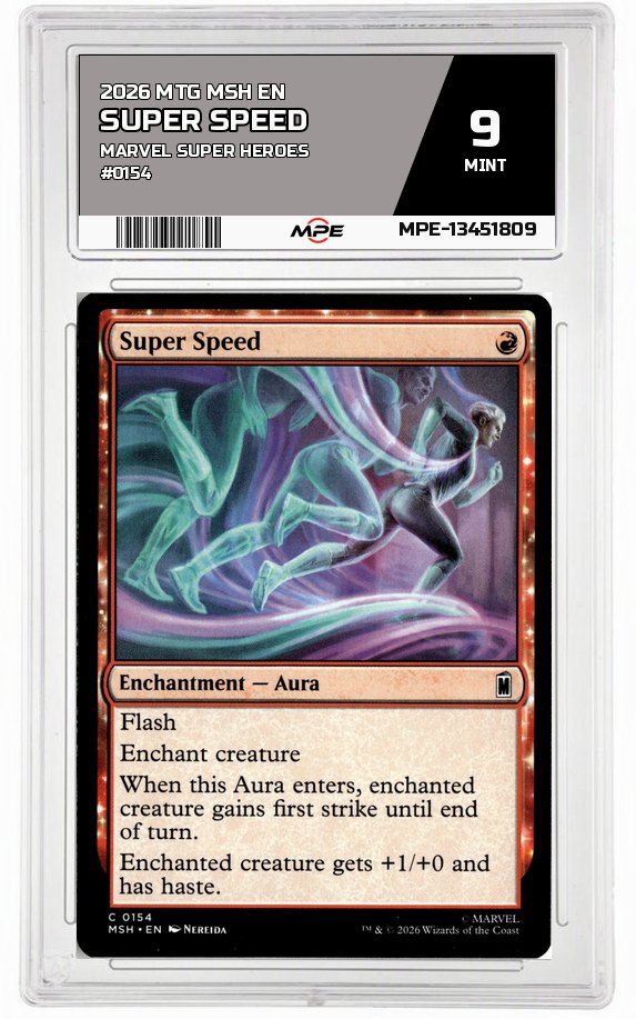 2026 MTG MSH EN Marvel Super Heroes #0154 SUPER SPEED MPE 9 MINT — graded card auctioned from the MPE vault
