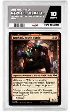 2026 MTG TMT EN Teenage Mutant Ninja Turtles #0104 RAPHAEL, TOUGH TURTLE MPE 10 GEM/MT — graded card up for auction