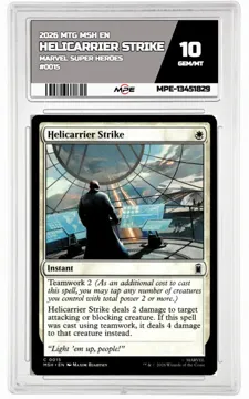 2026 MTG MSH EN Marvel Super Heroes #0015 HELICARRIER STRIKE MPE 10 GEM/MT — graded card up for auction