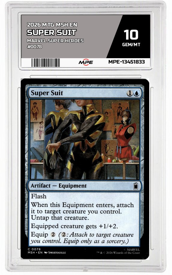2026 MTG MSH EN Marvel Super Heroes #0078 SUPER SUIT MPE 10 GEM/MT — graded card auctioned from the MPE vault