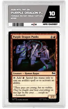 2026 MTG TMT EN Teenage Mutant Ninja Turtles #0100 PURPLE DRAGON PUNKS MPE 10 GEM/MT — graded card up for auction