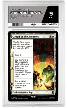2026 MTG MSH EN Marvel Super Heroes #0028 ORIGIN OF THE AVENGERS MPE 9 MINT — graded card up for auction