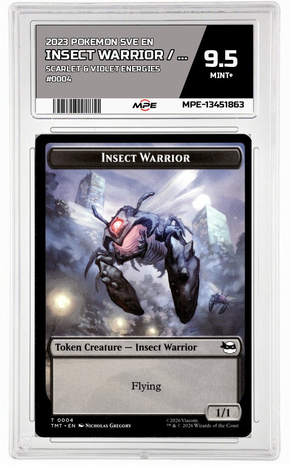 2023 POKEMON SVE EN Scarlet & Violet Energies #0004 INSECT WARRIOR / Food MPE 9.5 MINT+ — graded card auctioned from the MPE vault