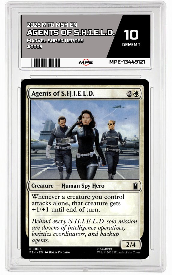 2026 MTG MSH EN Marvel Super Heroes #0005 AGENTS OF S.H.I.E.L.D. MPE 10 GEM/MT — graded card auctioned from the MPE vault