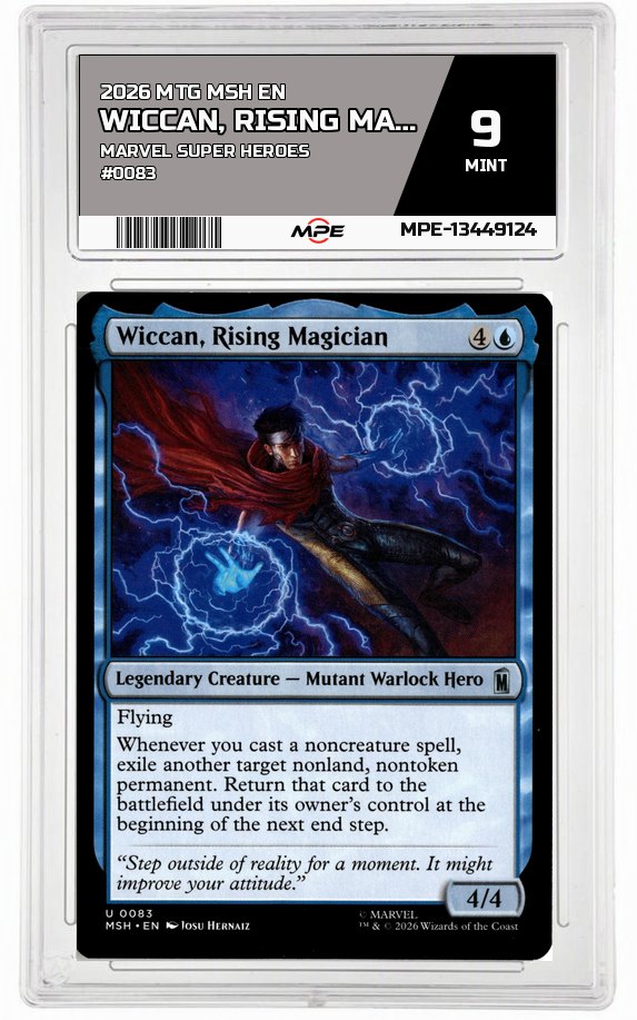 2026 MTG MSH EN Marvel Super Heroes #0083 WICCAN, RISING MAGICIAN MPE 9 MINT — graded card auctioned from the MPE vault
