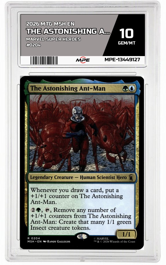 2026 MTG MSH EN Marvel Super Heroes #0204 THE ASTONISHING ANT-MAN MPE 10 GEM/MT — graded card auctioned from the MPE vault