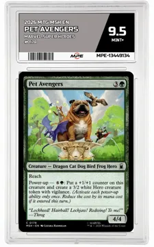 2026 MTG MSH EN Marvel Super Heroes #0178 PET AVENGERS MPE 9.5 MINT+ — graded card up for auction