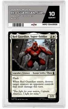 2026 MTG MSH EN Marvel Super Heroes #U 0034 RED GUARDIAN, SUPER-SOLDIER MPE 10 GEM/MT — graded card up for auction