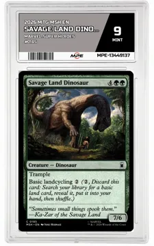 2026 MTG MSH EN Marvel Super Heroes #0185 SAVAGE LAND DINOSAUR MPE 9 MINT — graded card up for auction