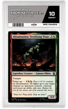 2026 MTG MSH EN Marvel Super Heroes #0198 ABOMINATION, TERRIFYING TITAN MPE 10 GEM/MT — graded card up for auction