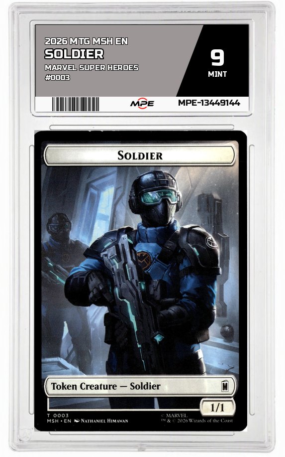 2026 MTG MSH EN Marvel Super Heroes #0003 SOLDIER MPE 9 MINT — graded card auctioned from the MPE vault