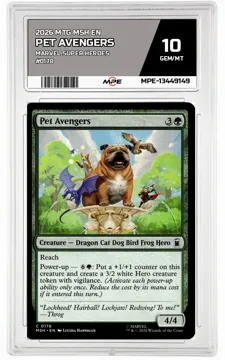 2026 MTG MSH EN Marvel Super Heroes #0178 PET AVENGERS MPE 10 GEM/MT — graded card up for auction